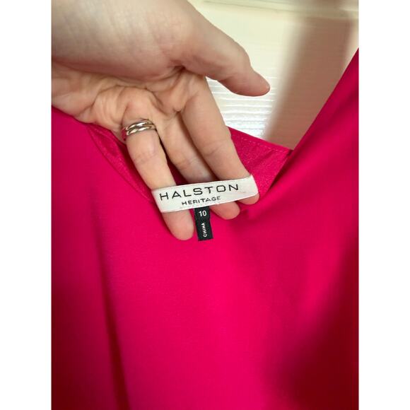 Halston Heritage Sleeveless Cut Out Crepe Midi Dress Pink Fuchsia Size 10 - Picture 4 of 7